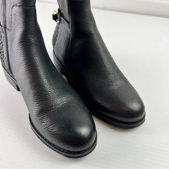 Cole Haan Boots womens 7 Isabell Stretch Black Leather Knee High Riding Boots